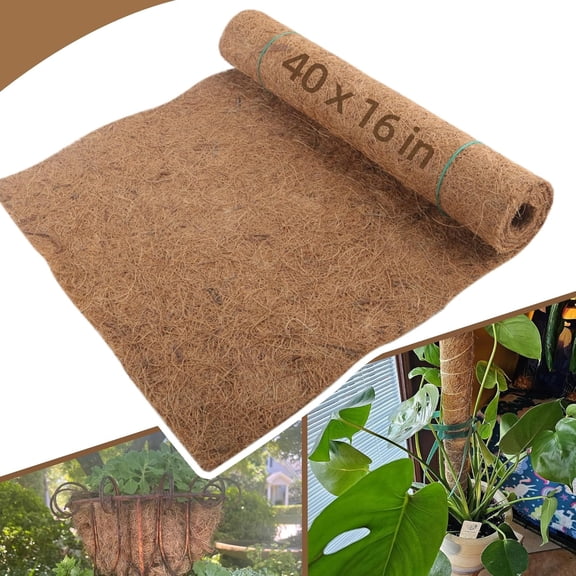 RLESO Coco Liner Roll 16X40 Inch -Natural Coconut Fiber Mat for Hanging Baskets,Planter Window Box, Garden Decoration, Animal Pet Pad Liner 16X40 Inch Coco Liners for Planters
