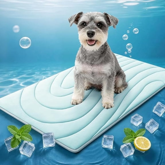 RLESO Cooling Mat for Dogs,36"X23" Self-Cooling Pet Bed - Advanced Arc-Chill Technology for Instant Cool,Non-Slip Washable Floor Mat for Small & Medium Dogs,Indoor Outdoor Use - Blue