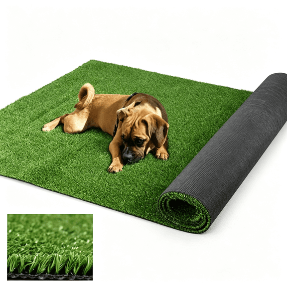RLESO Fake Grass Artificial Turf, 4Ft X 6Ft 0.4 Inch Pile Height Synthetic Garden Grass Lawn Rug Soft Astroturf Mat for Pets, Drainage Holes Faux Grass Carpet for Party Wedding