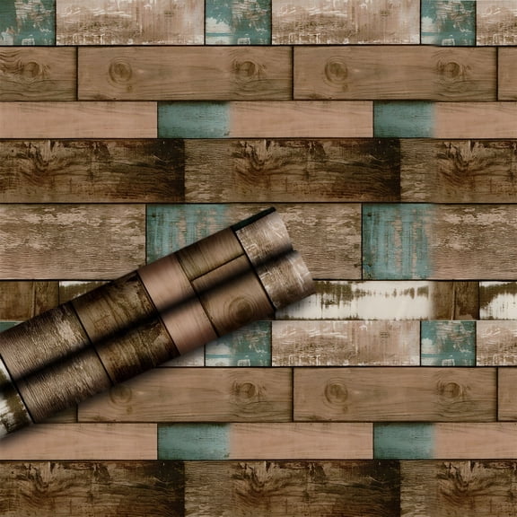 RLESO Faux Wood Peel And Stick Wallpaper-Textured Shiplap Vinyl Self Adhesive Contact Paper for Kitchen Cabinets,Bathroom,Furniture&Countertops,Waterproof Oil Proof Easy Install