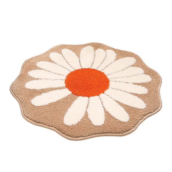 RLESO Flower Bathroom Rug - Plush Absorbent Bath Mat - Non- Shaggy Carpet for Bathroom, Kitchen & Bedroom - Machine Washable Floral Decor Mat for Women & Girls