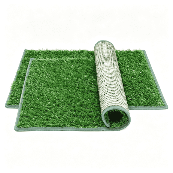 RLESO Grass Pad for Dogs (2 Pack),Replacement Fake Grass Turf Mat for Puppy Indoor Potty Training, Reusable Dog Pee Grass Patch,Easy to Clean & Strong Permeability (20"X25"-Hemmed Edge Grass)