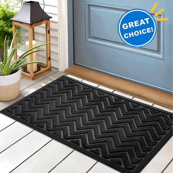 RLESO Gray Door Mats Outdoor,Welcome Mats for Front Door Durable Rubber Welcome Mats Front Door Mats Rugs for Entryway,Patio,Busy Areas,29"17"