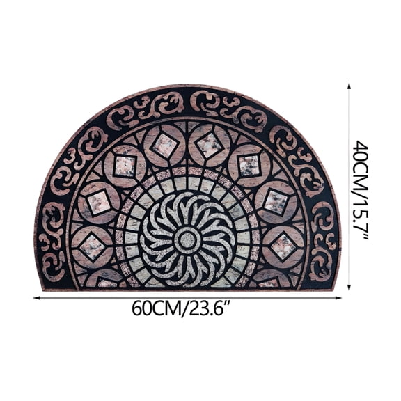 RLESO Half Circle Door Mat Outdoor,Front Door Rug Indoor Outside Entrance,Front Door Rug Indoor Entrance Absorbent Heavy Duty Doormat Non Slip Backing,Black