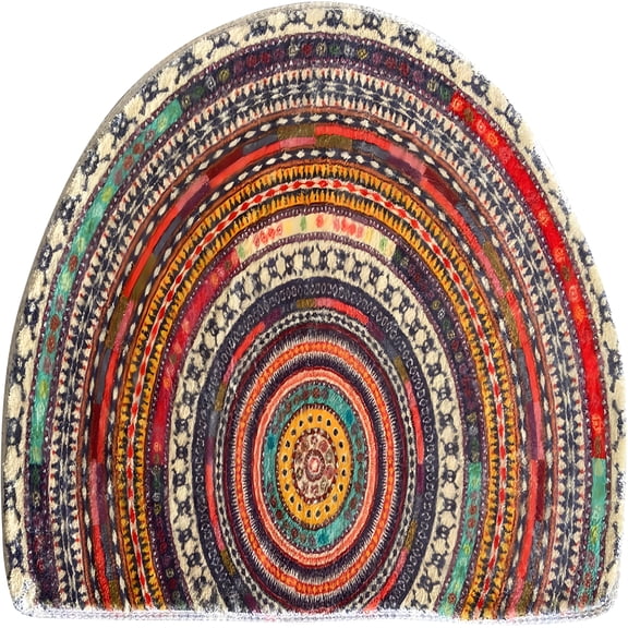 RLESO Half Round Door Mat,Semi Circle Bathroom Floor Rug,Mandala Boho Non Slip Welcome Entrance Way Absorbent Bath Mat,Microfiber Tufted Indoor Rug for Kitchen Living Room (Multicolor)
