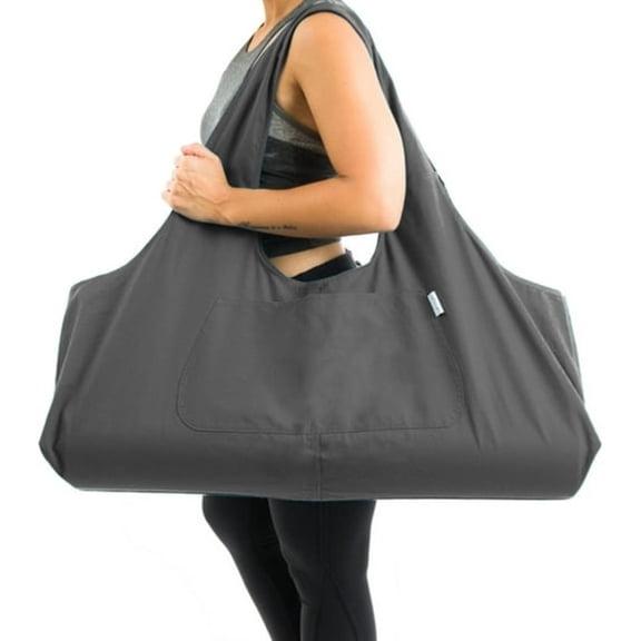 RLESO Large Yoga Mat Bag | Large Yoga Mat Tote Sling Carrier with Side Pocket | Fits Most Size Mats (Ash Gray)