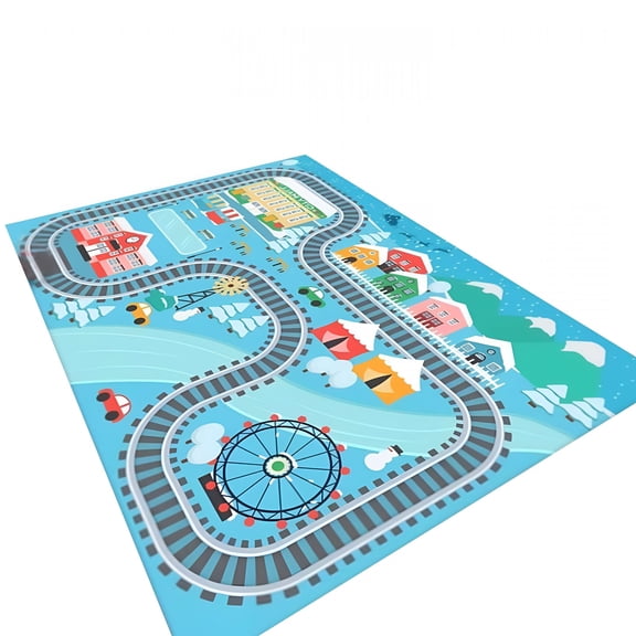 RLESO Non-Slip Car Rug with Roads, City Map Playmat for Kids, Toy Car Track Mat for Bedroom Classroom Nursery