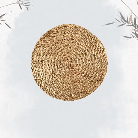 RLESO Round Woven Placemats - Boho Rattan Placemats Natural Water Hyacinth Placemat, Farmhouse Weave Place Mats, Rustic Braided Wicker Table Mats for Dining Table, Home, Wedding Wicker Placemats