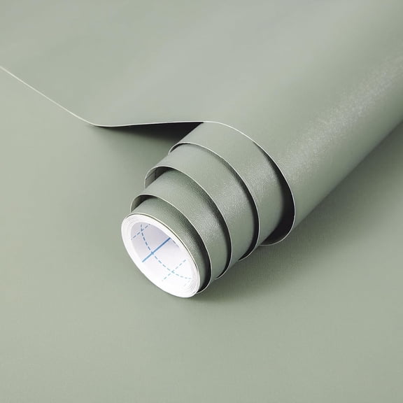 RLESO Sage Green Wallpaper Stick and Peel Green Contact Paper Removable Wallpaper | 17.7'' X 118.1'' Self-Adhesive Vinyl Solid Wall Paper for Bedroom Kitchen Cabinets