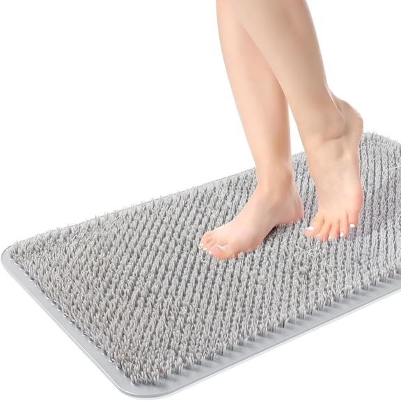 RLESO Shower Foot Scrubber Mat,Anti-Slip Bath Mat with Cleansing Bristles & Strong Suction Cups Shower Mat for Inside Shower,27.5" X 15.7"