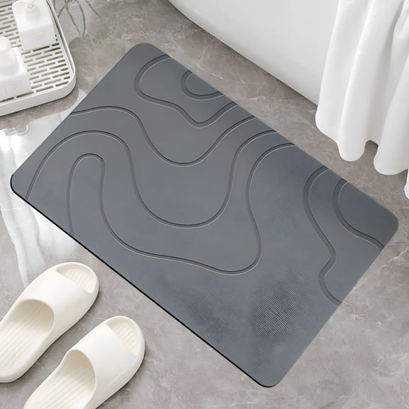 RLESO Stone Bath Mat,16X24" Quick Drying Diatomaceous Earth Bath Mat Super Absorbent Non Slip Stone Bath Mats Washable Rug for Bathroom Floor Kitchen Shower,Dark Gray Shower Rugs for Bathroom