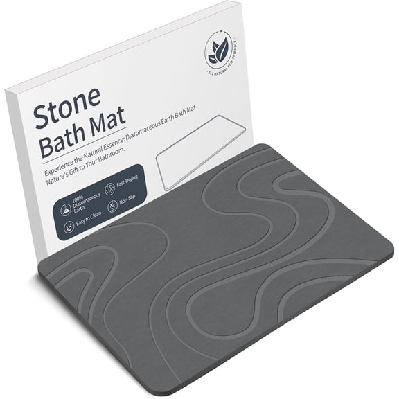 RLESO Stone Bath Mat Diatomaceous Earth Shower Mat Non-Slip Super Absorbent Diatomite Stone Bath Mats for Bathroom Floor Quick Drying Natural Easy to Clean
