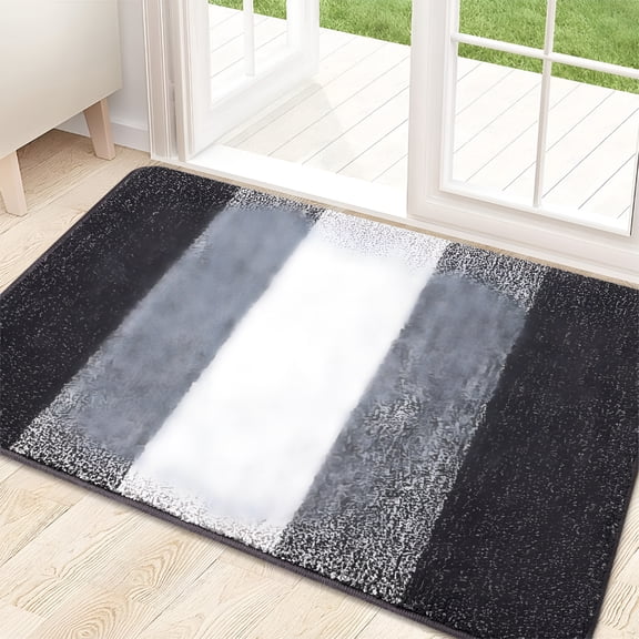 RLESO Striped Indoor Doormats,Inside Door Mats for Home Entrance Absorbent Trapper Dirt Door Mats,Non-Slip Low Profile Inside Door Rugs for Entryway,20X32,Grey