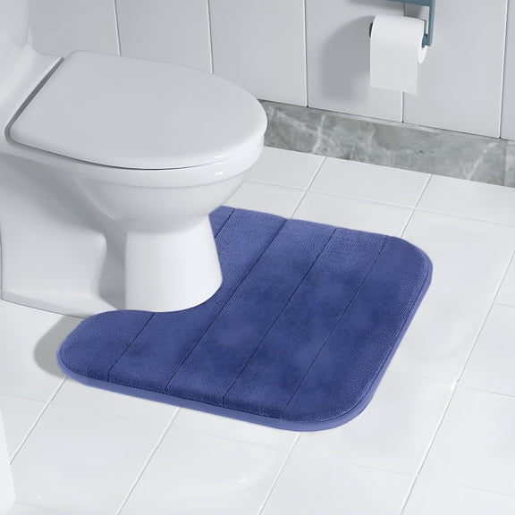 RLESO U Shape Toilet Mats,Bathroom Rugs,Memory Foam Bath Mat,Toilet Rug,Bathroom Mat Quick Dry,Toilet Rugs U Shaped Washable,Non-Slip Thick,Bathroom Mats,Dark,Small Bathroom Rug