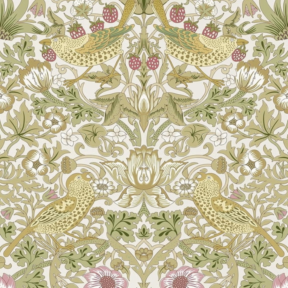 RLESO Vintage Peel and Stick Wallpaper 17.7X118In Strawberry/Bird Botanical Self Adhesive Removable Waterproof Contact Paper for Living Room Bedroom Cabinets Drawers Decor