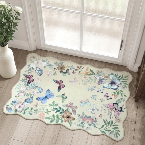 Entry Room Rugs RLESO Washable Butterfly Entryway Rug, 2X3 Soft Non-Slip Boho Indoor ...