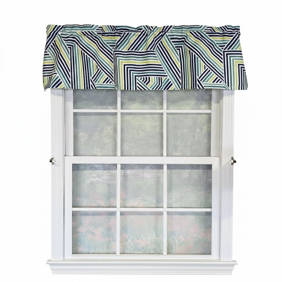 RLF Home 100% Cotton High Quality Bypass Tailored Window Valance with 1.5" Rod Pocket 50" W X 12" L Multi