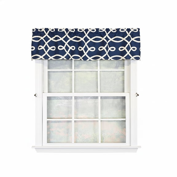 RLF Home 100% Cotton High Quality Oblique Tailored Window Valance with 1.5" Rod Pocket 50" W X 12" L Navy