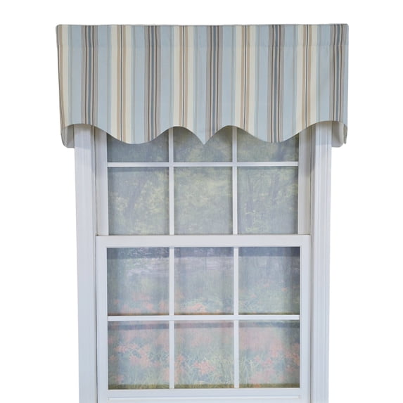 RLF Home 100% Cotton Paris Stripe Regal Fully lined Windows Rod Pocket Valance 50" x 17" Blue