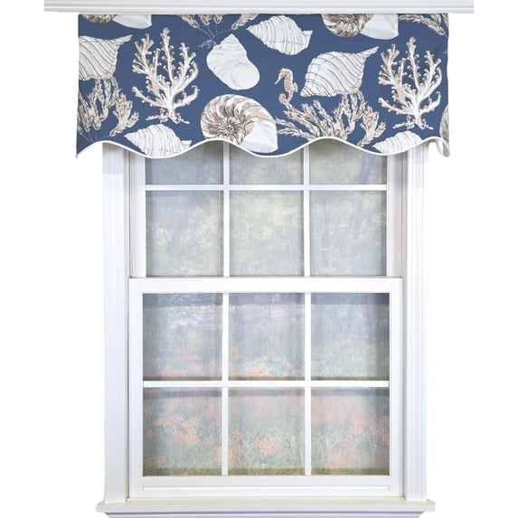 RLF Home 100% Cotton Seascape Provance Fully lined Windows Rod Pocket Valance 50" x 15" Blue
