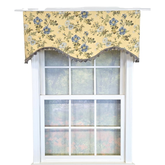 RLF Home 100% Cotton Sunrise Cornice Fully lined Windows Rod Pocket Valance 50" x 17" Yellow