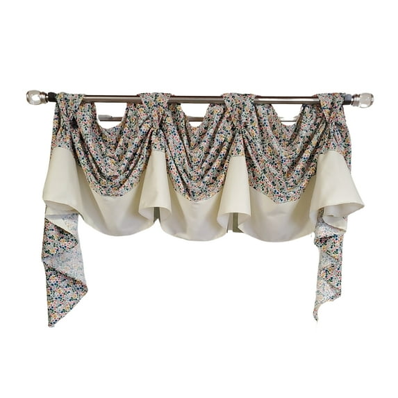 RLF Home 3" Rod Pocket High Quality Fabric Banded Petite Flower 3-S Victory Swag for Windows 54" x 15" Multi