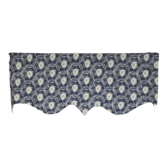 RLF Home 3" Rod Pocket High Quality Fabric Jerin Regal Valance for Windows 50" x 17" Navy