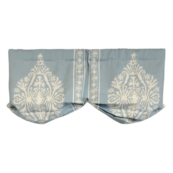 RLF Home 3" Rod Pocket High Quality Fabric Nora Stationary Balloon Valance for Windows 50" x 23" Blue