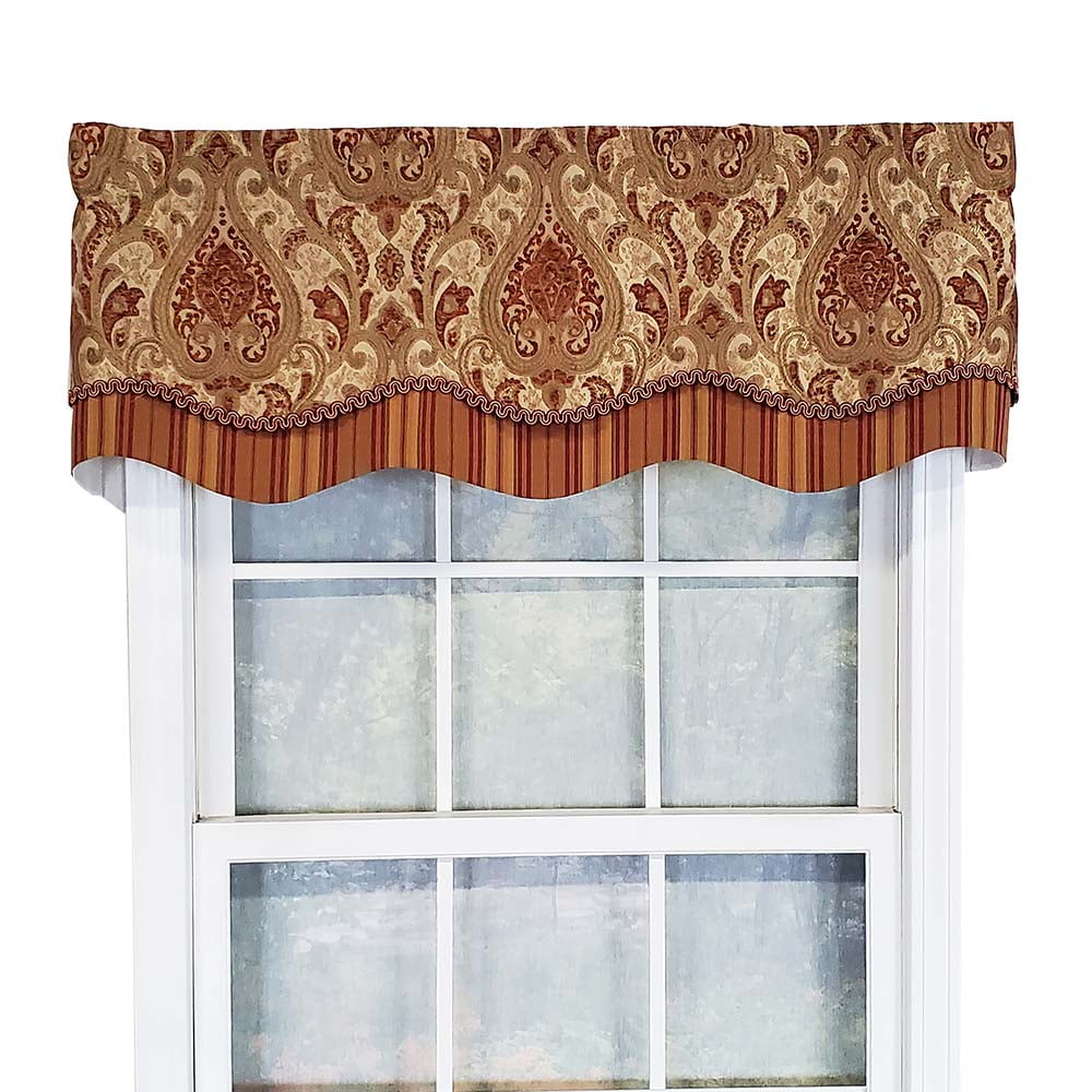 Gold and Bronze Chenille Damask Rod Pocket Valance