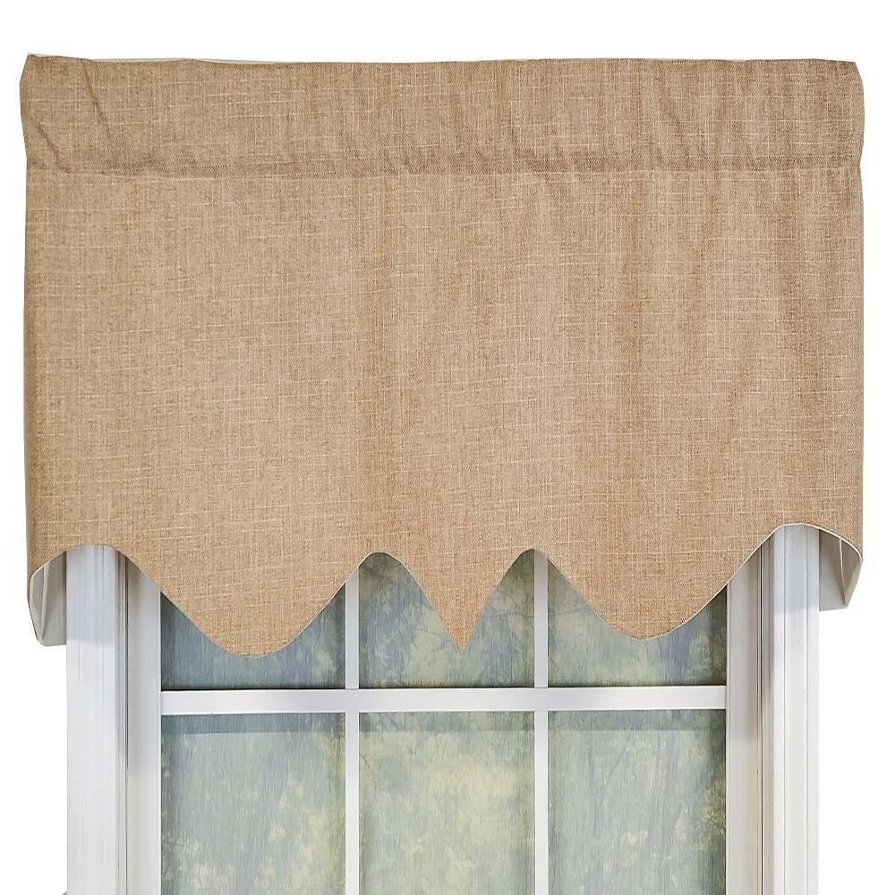 Wheat Cotton Blend Scalloped Window Valance with Rod Pocket