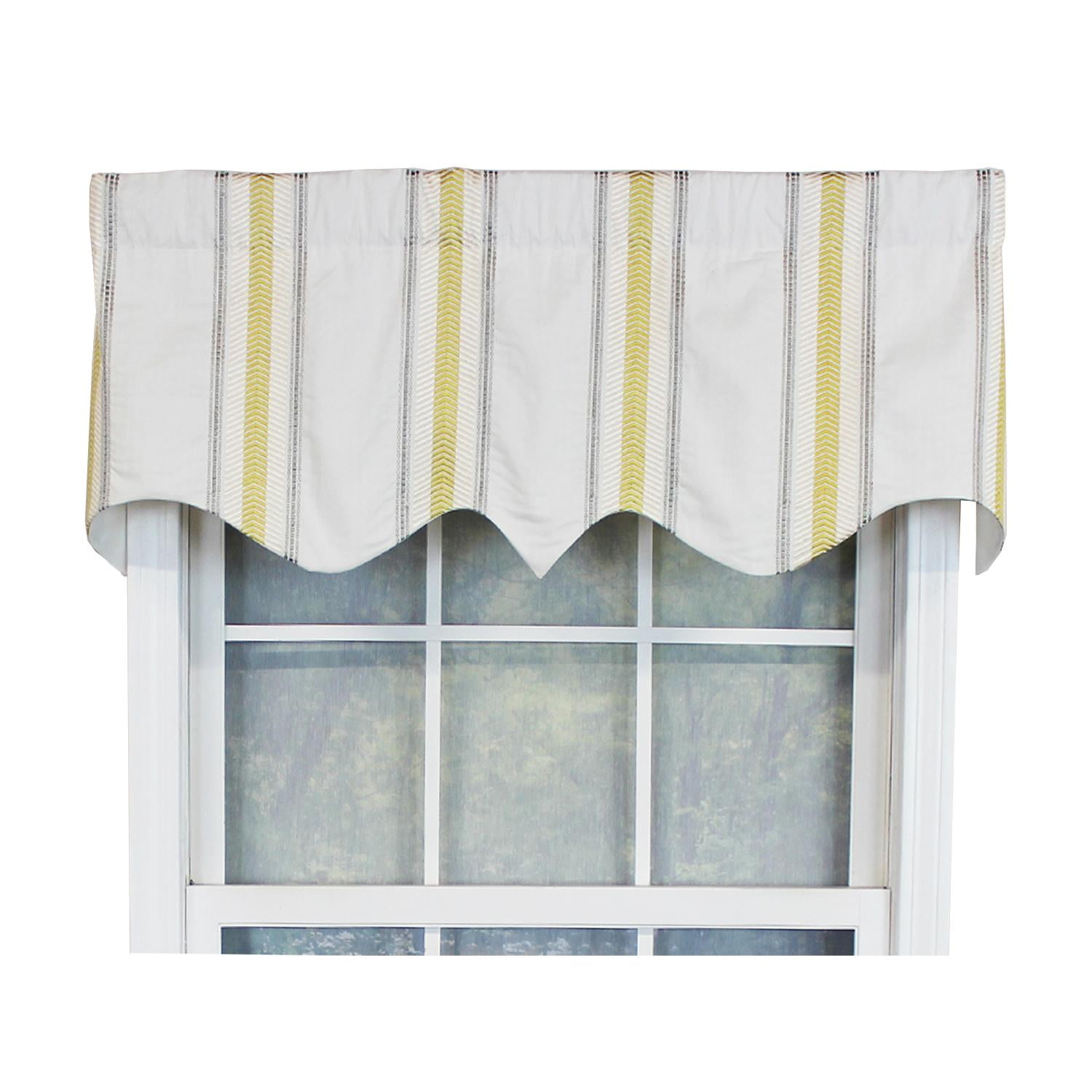 Cream and Yellow Striped Cotton Rod Pocket Valance