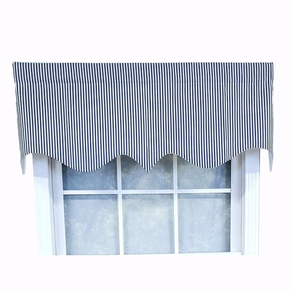 RLF Home Luxurious Modern Design Classic MG-Ticking Stripe Regal Style Window Valance 50" x 17" Blue