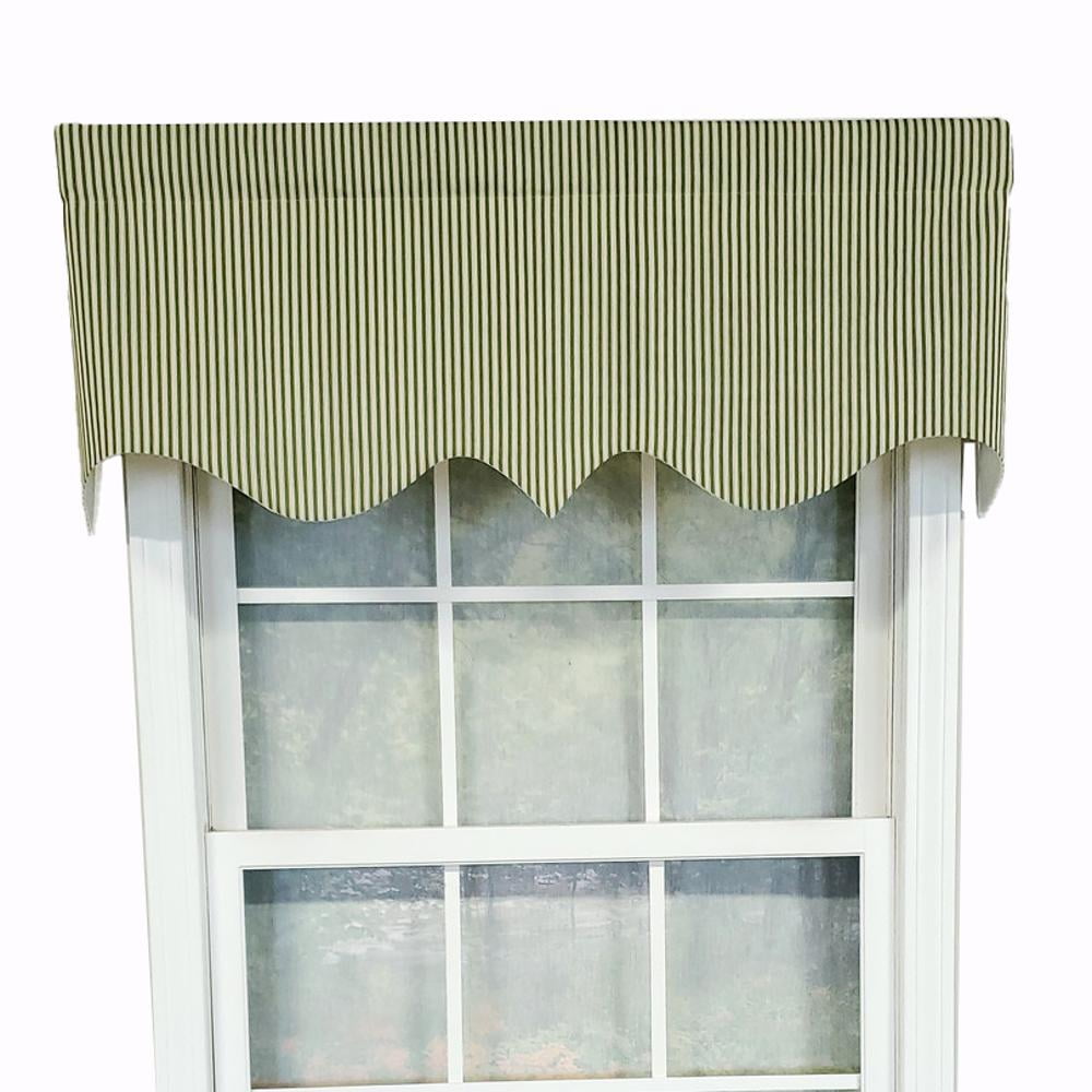 Luxurious Pine Green Cotton Striped Window Valance 50" x 17"
