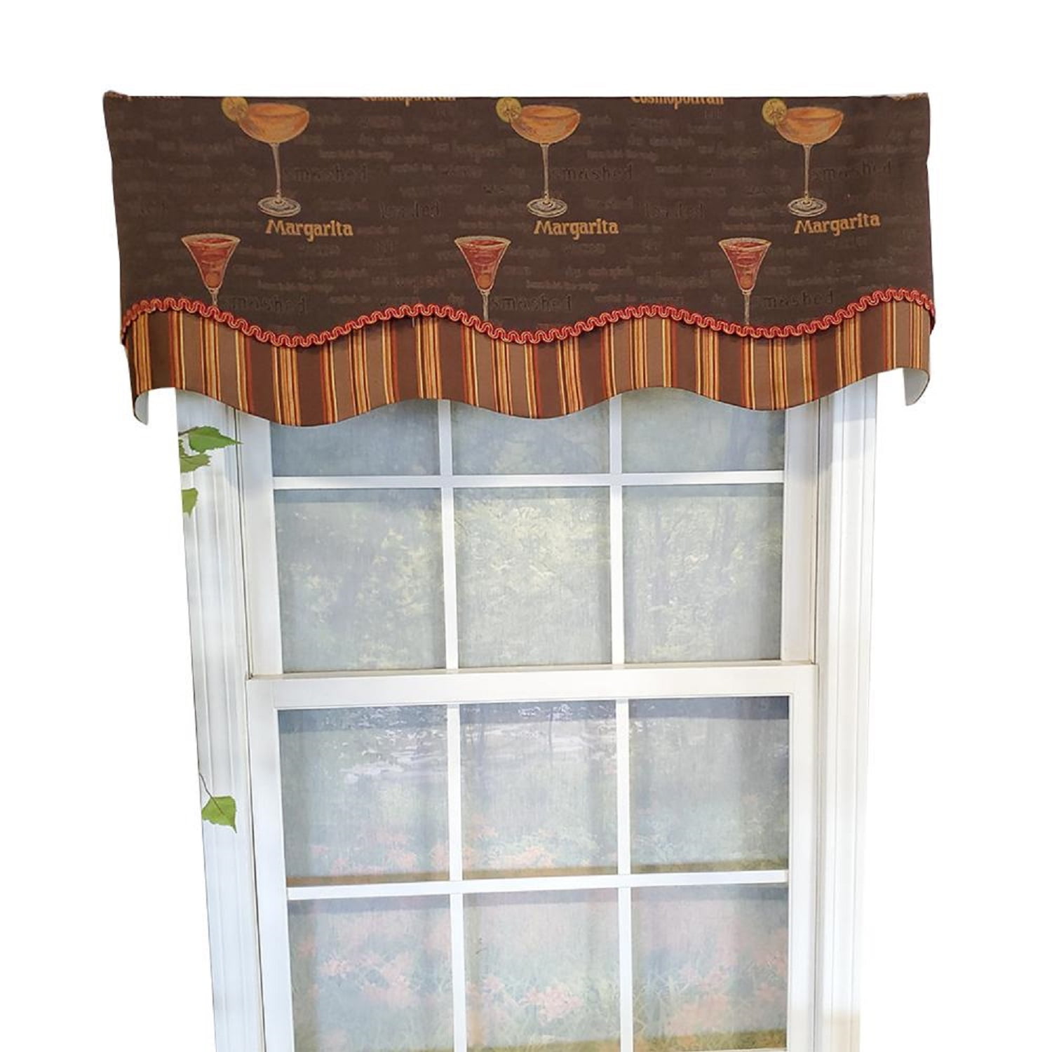 Margarita Glory Brown Cotton Rod Pocket Window Valance 50" x 16"