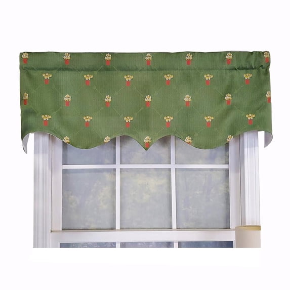 RLF Home Modern Design Classic Flower Pot Regal Style Window Valance 50" x 17" Emerald