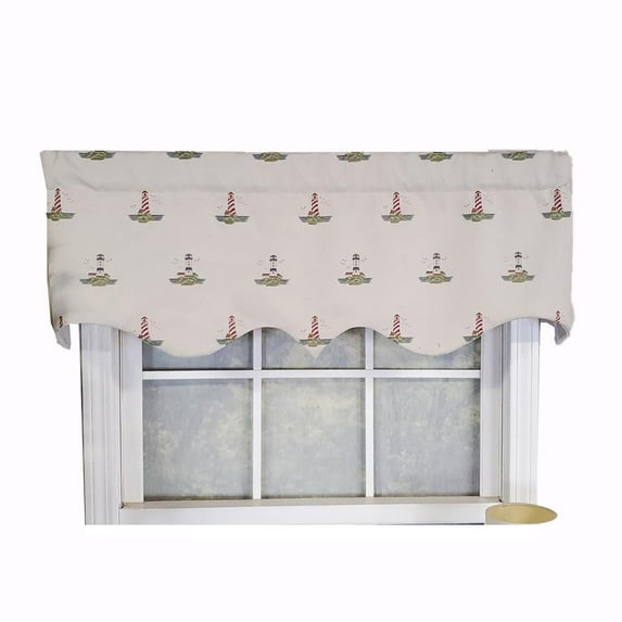 RLF Home Modern Design Classic Lighthouse Regal Style Window Valance 50" x 17" Vanilla