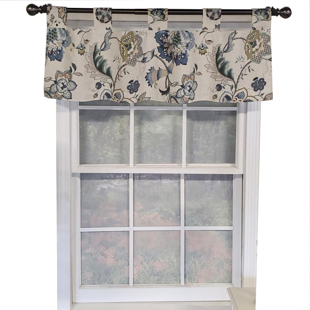 Iris Blue Cotton Burlap Tab Top Valance Curtain