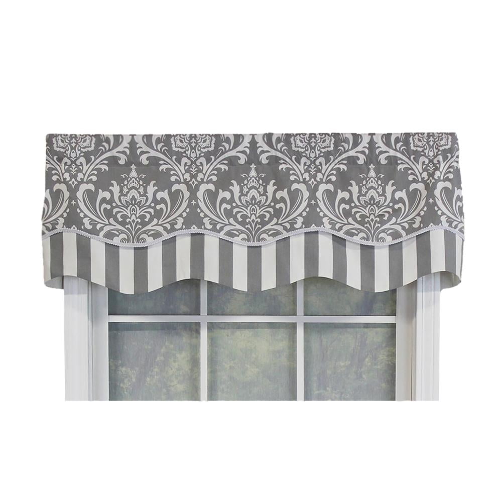 Damask Cotton Blend Scalloped 50'' W Window Valance