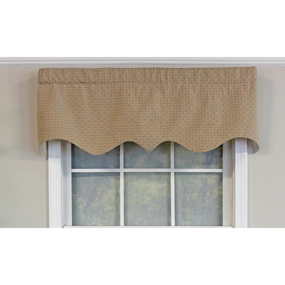 Ecru Cotton Blend Scalloped Rod Pocket Window Valance