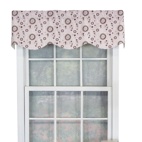 RLF Home Pin Wheel Provance 100% Cotton with Fully Lined 3" Rod Pocket Valnance for Windows 50" x 15" Pink