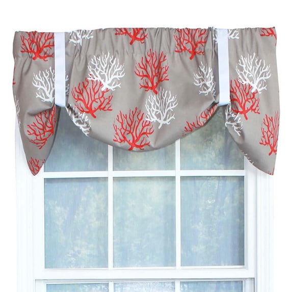 RLF Home Sea Coral Suspender Window Treatment Valance 3" Rod Pocket 50" x 16" Salmon Red