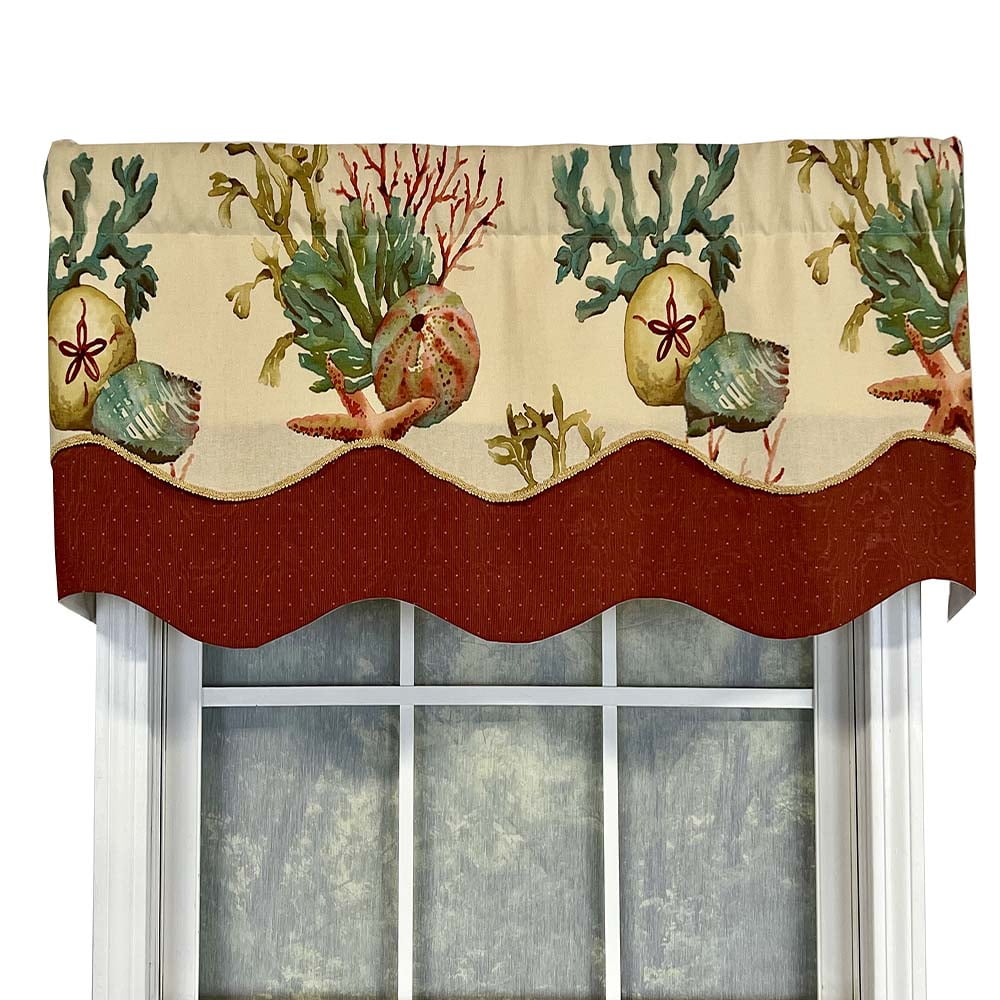 Oceanside Marine Life Scalloped Window Valance