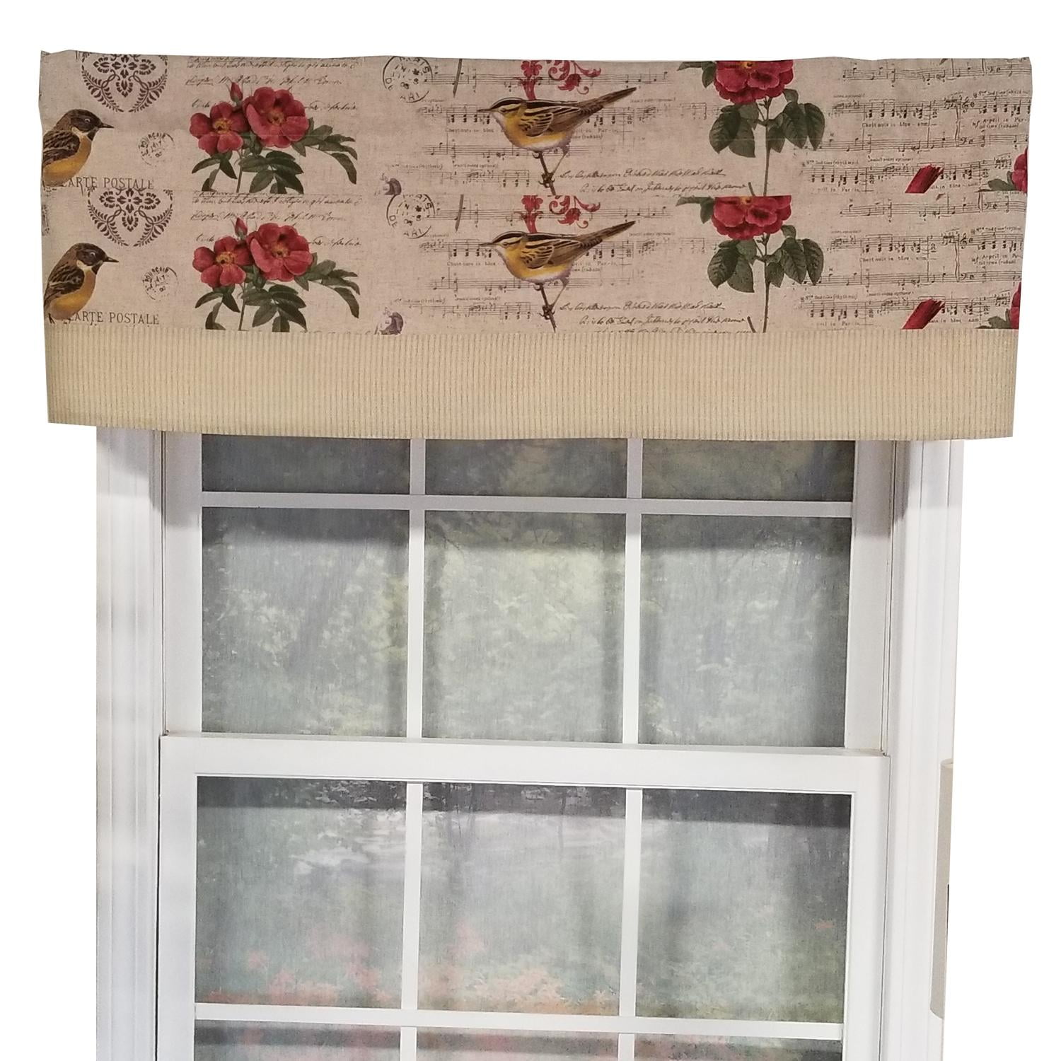 Song Bird Beige and Ivory Cotton Rod Pocket Valance