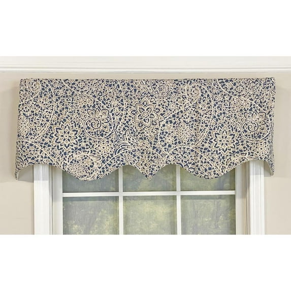 RLF Home Stella Paisley Regal Valance Navy. 3" Rod Pocket 50"W x 17"L