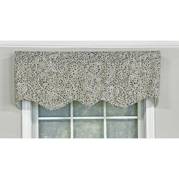 RLF Home Stella Paisley Regal Valance Pewter Gray. 3" Rod Pocket 50"W x 17"L