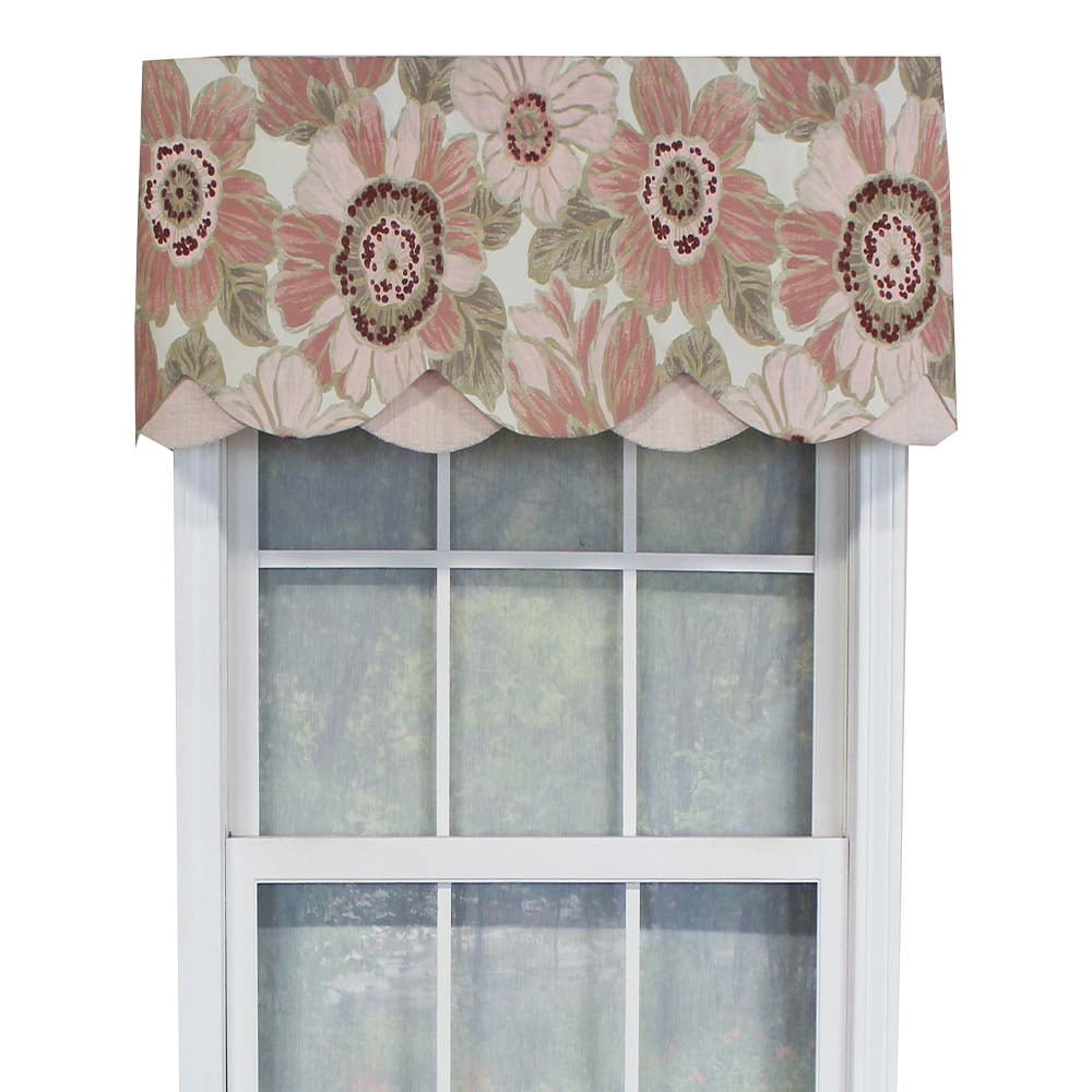 Blossom Pink Floral Cotton Scalloped Window Valance