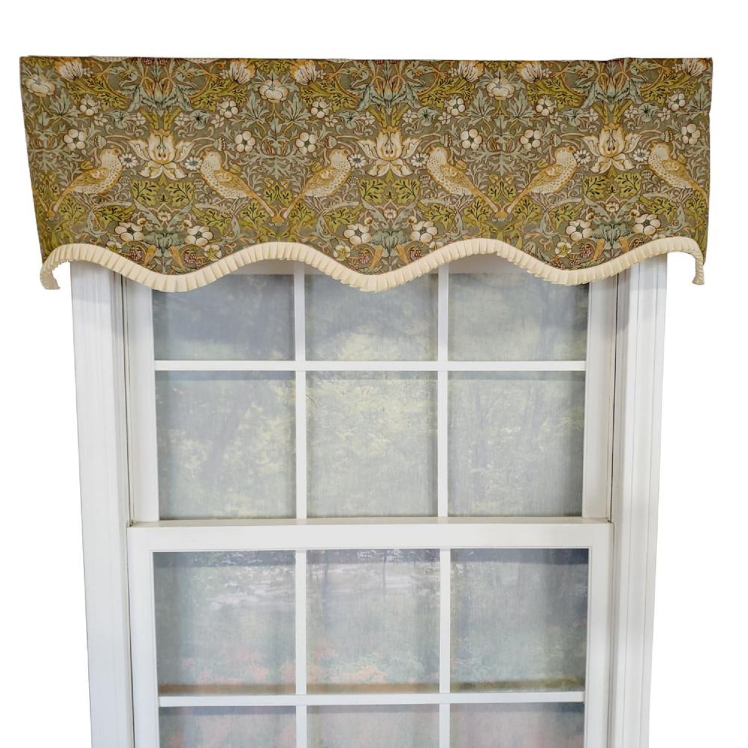 Vivaldi Green Nature-Inspired Bird Motif Window Valance
