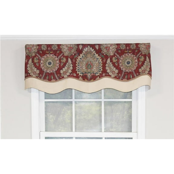 RLF Home Wakeshire Glory Valance Garnet. 3" Rod Pocket, Layered, Trimmed. 50"W X 16"L