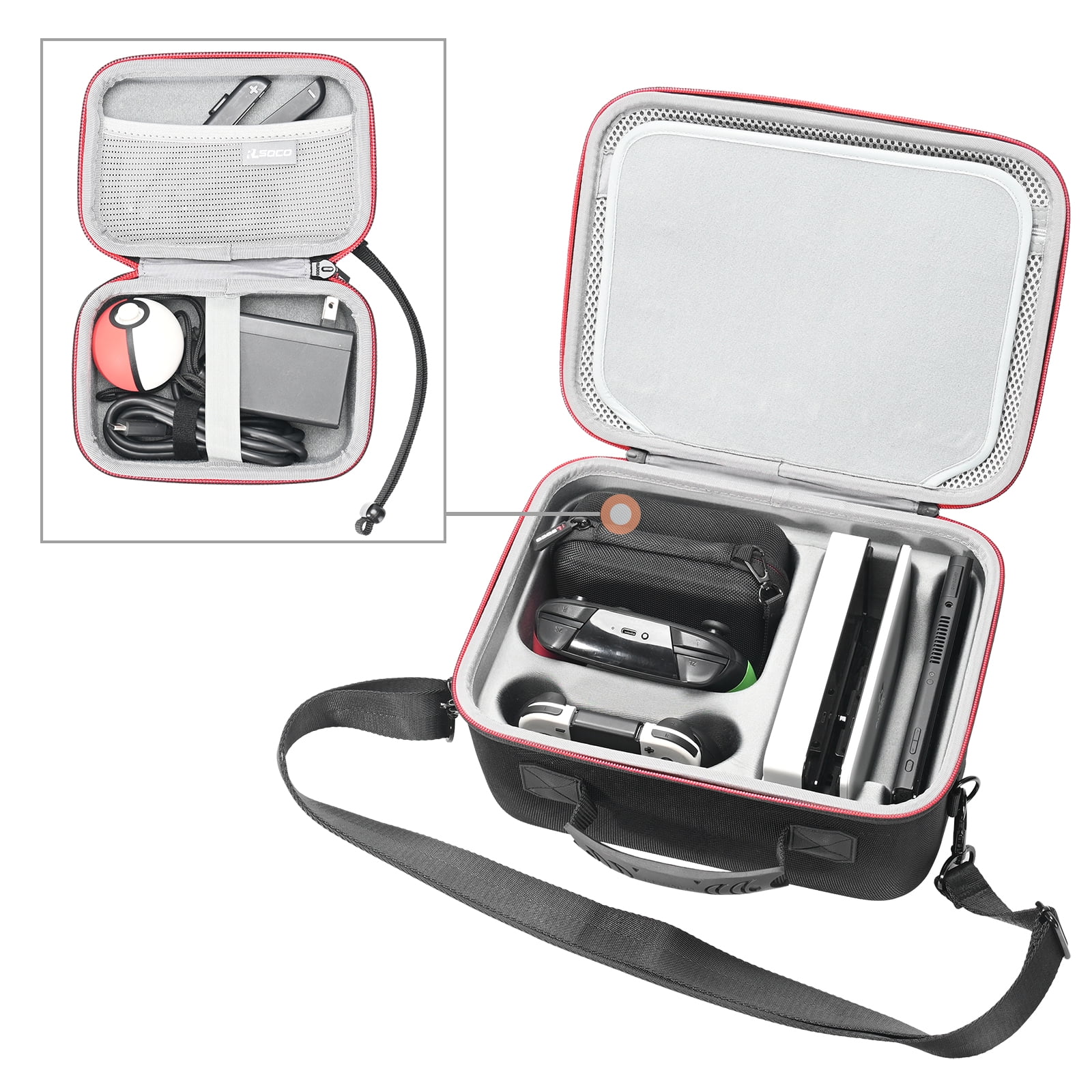 RLSOCO Carrying Case for Nintendo Switch Switch OLED Fit Extra Switch Pro Controller Poke Ball Plus
