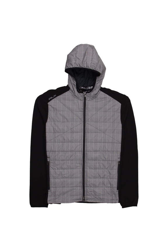 RLX Polo Ralph Lauren Men's Hooded Zip-Up Jacket Houndstooth Black L